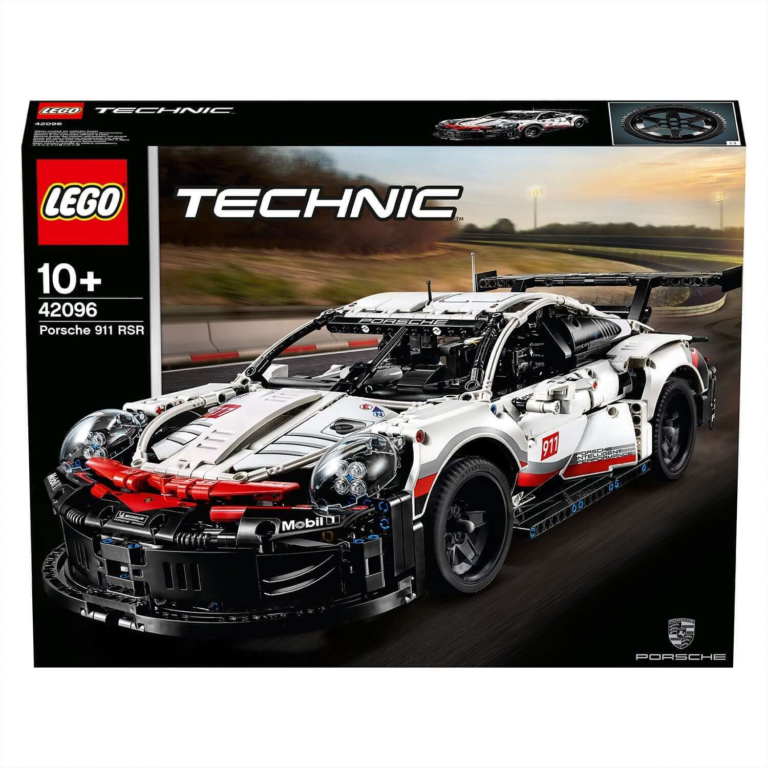 LEGO Technic Porsche 911 RSR model set 42096 featuring realistic details like independent suspension and a boxer engine.