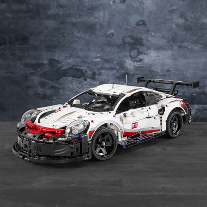 LEGO Technic Porsche 911 RSR model car set 42096 featuring realistic details and working mechanisms.