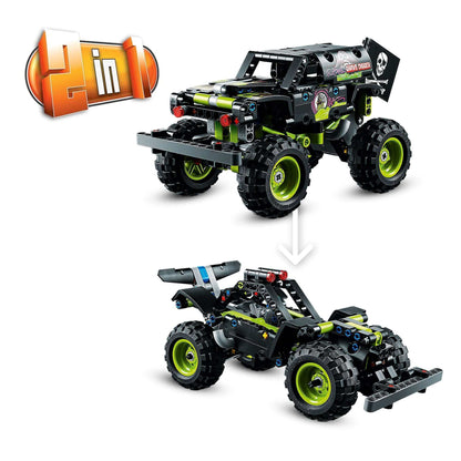 LEGO® Technic Monster Jam Grave Digger Toy 42118, 2-in-1 model showing Grave Digger and off-road buggy versions.