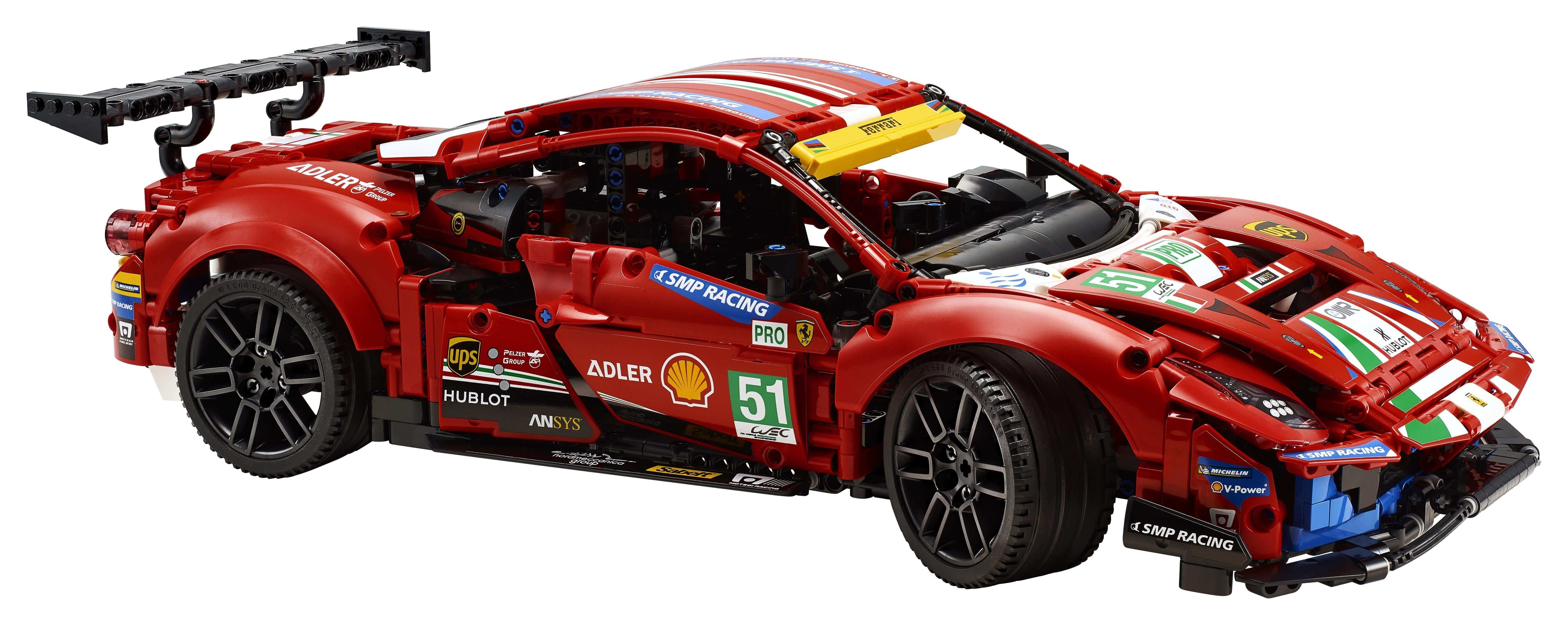 LEGO Technic Ferrari 488 GTE AF Corse #51 Set 42125 detailed replica model for racing fans.