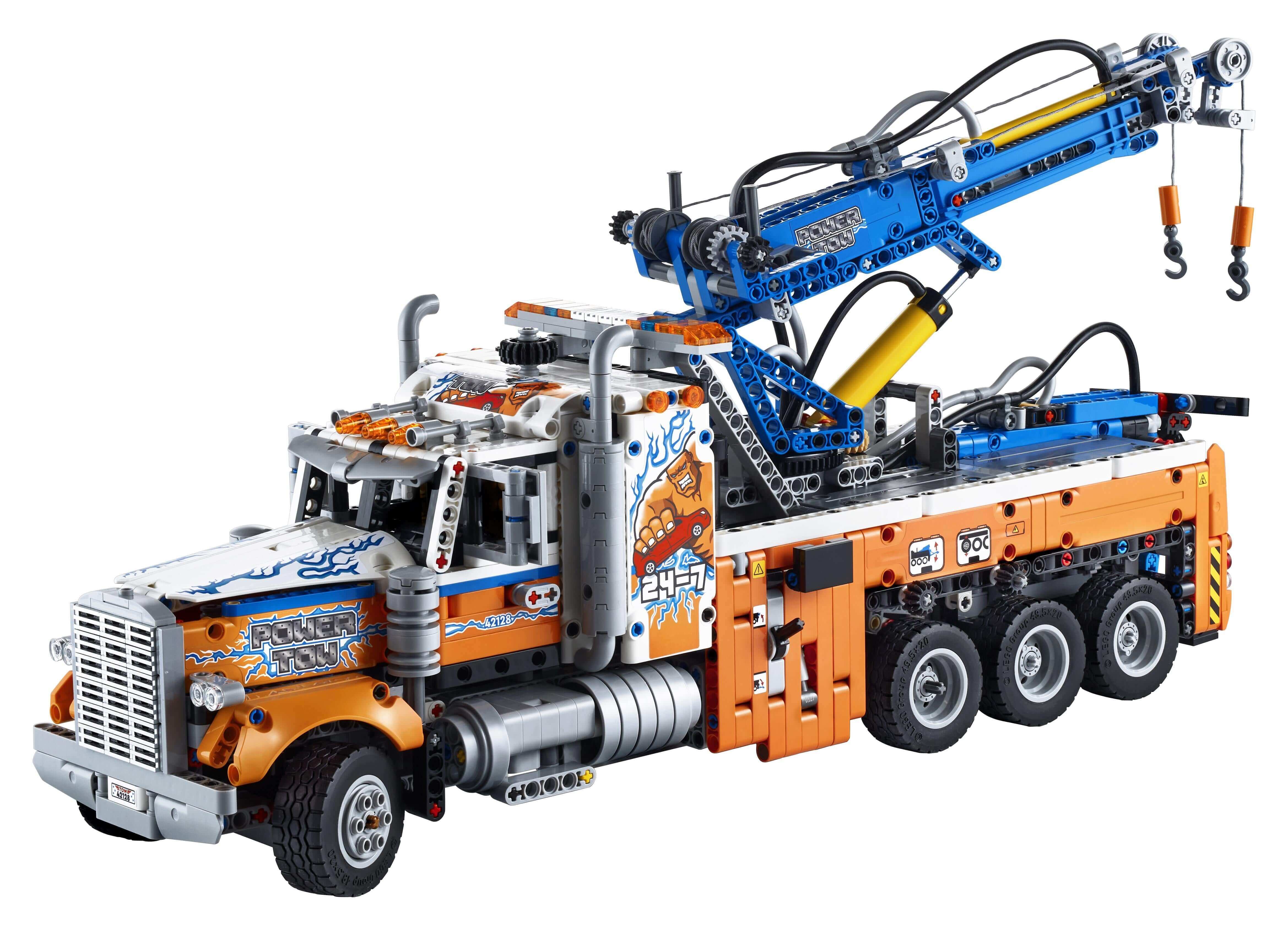 LEGO® Technic Heavy-Duty Tow Truck 42128 features authentic design and realistic functions for creative building.