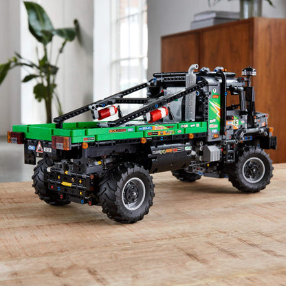 LEGO Technic 4x4 Mercedes-Benz Zetros Truck model showcasing detailed design and features.