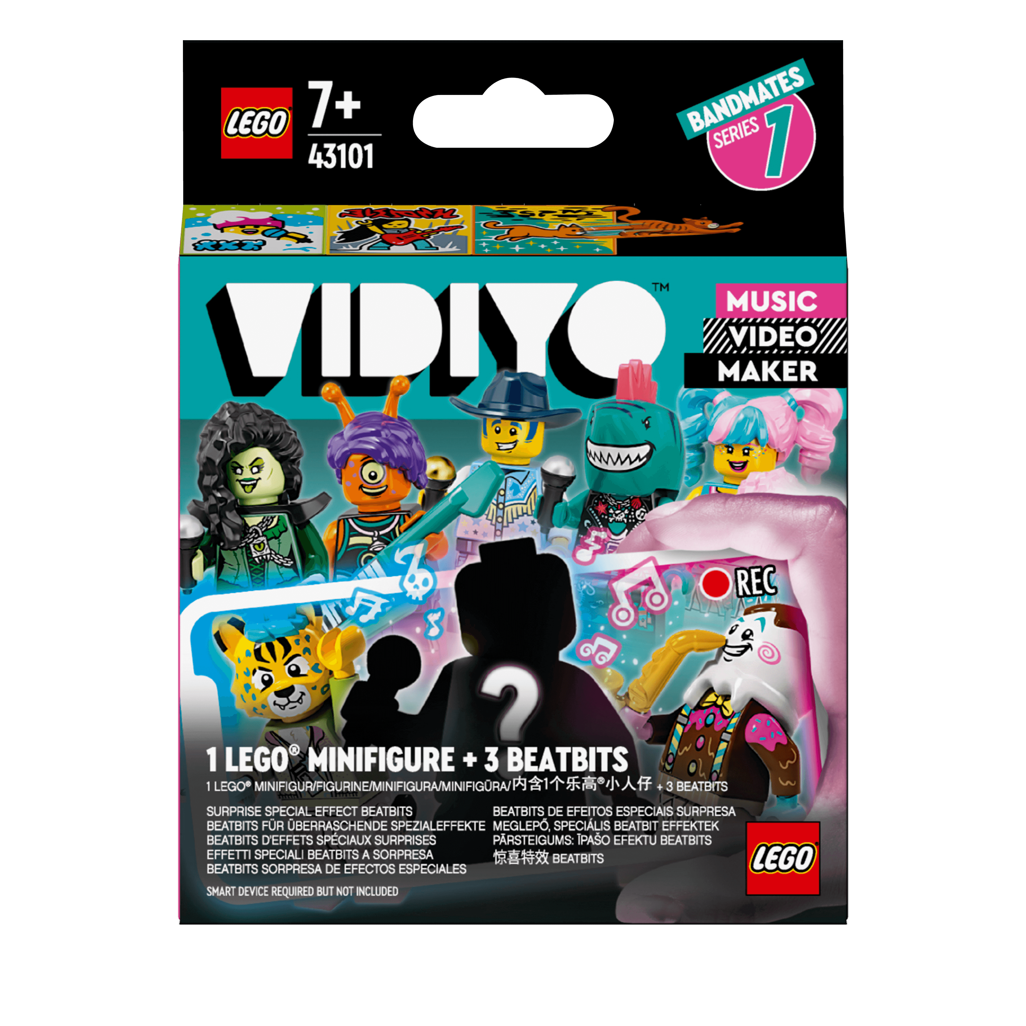 LEGO® VIDIYO Bandmates Minifigures Set 43101 featuring 1 minifigure and 3 unique beatbits for music video creation.