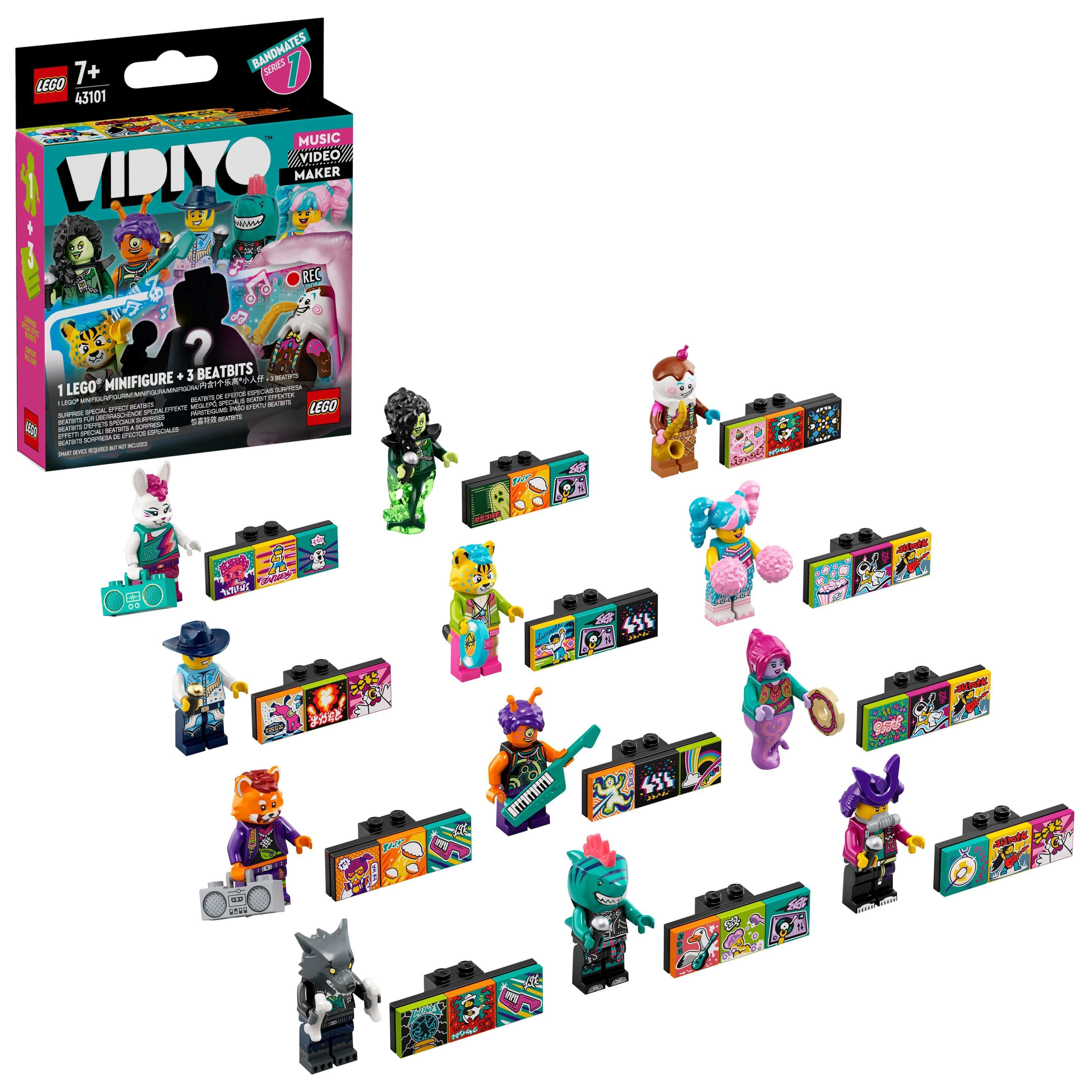 LEGO VIDIYO Bandmates Music Minifigures Set 43101 with colorful characters and music accessories for video making.
