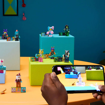 LEGO VIDIYO Bandmates Minifigures on display with a smartphone capturing video creativity.