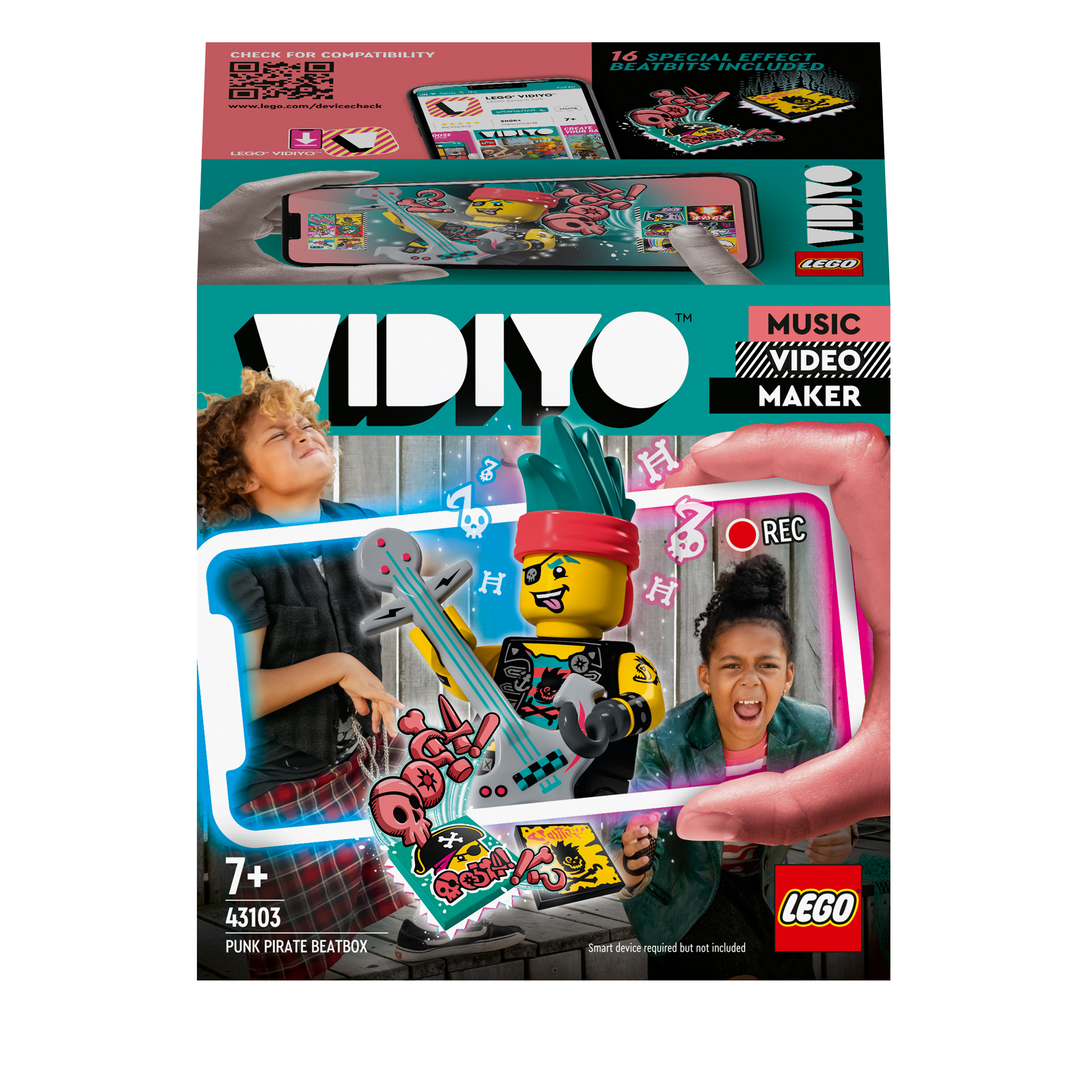 LEGO VIDIYO Punk Pirate BeatBox Set 43103, kids creating music videos with fun pirate theme and interactive app.