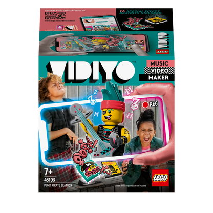 LEGO VIDIYO Punk Pirate BeatBox Set 43103, kids creating music videos with fun pirate theme and interactive app.