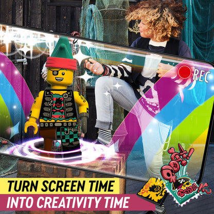 Kids creating music videos with LEGO VIDIYO Punk Pirate BeatBox set, combining creativity and fun.