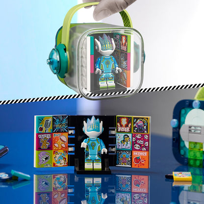 LEGO® VIDIYO Alien DJ BeatBox set with mini figure and colorful backdrop for creative music video fun.