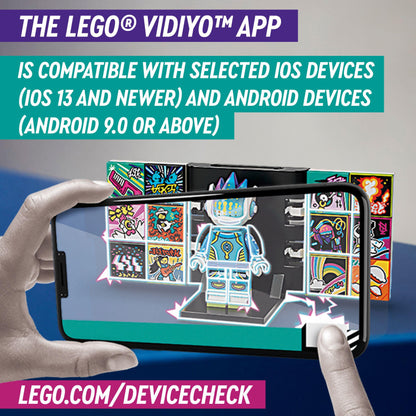 LEGO® VIDIYO™ app compatibility with selected iOS and Android devices for music video creation.