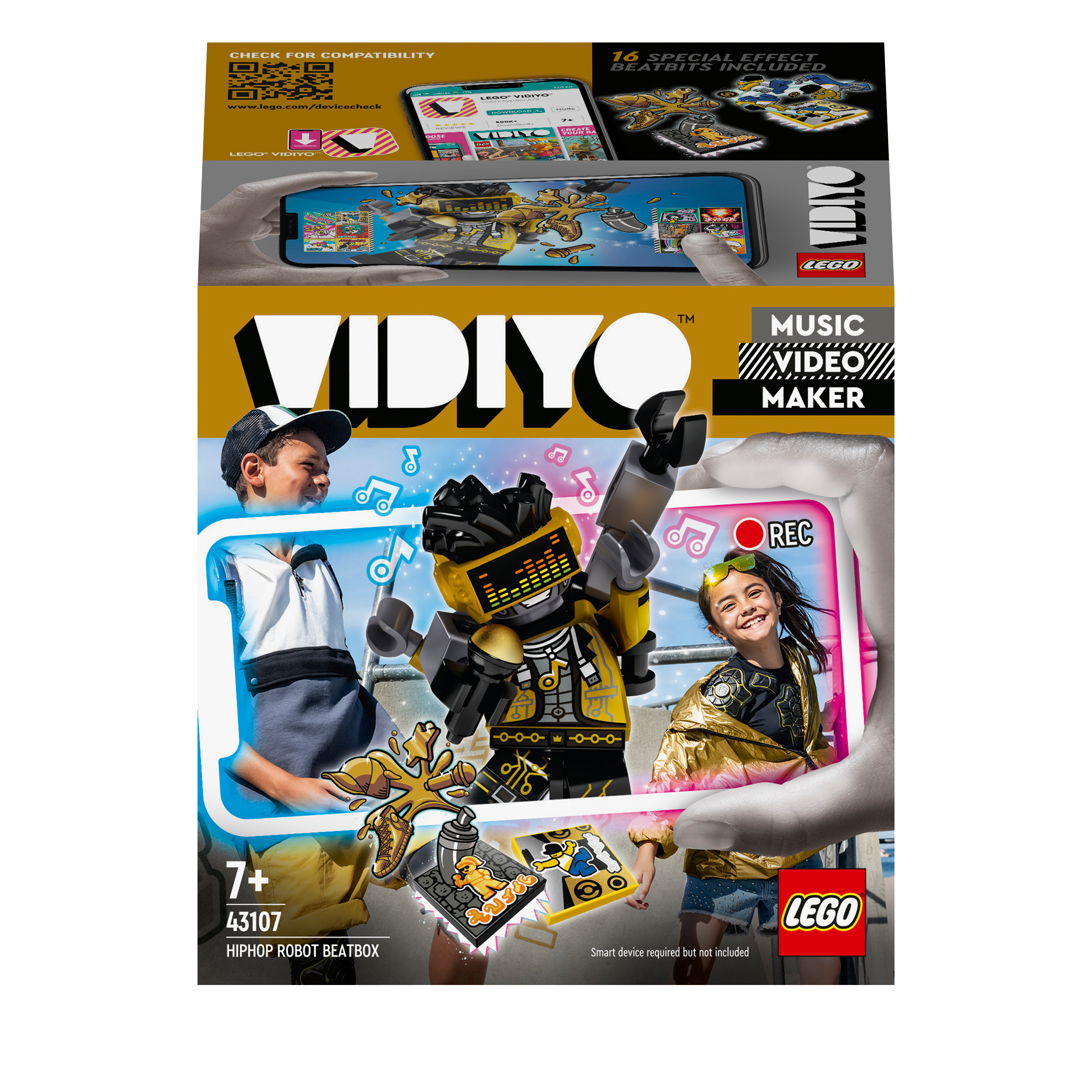 LEGO VIDIYO HipHop Robot BeatBox set 43107, inspiring kids to create music videos with interactive figures and app.