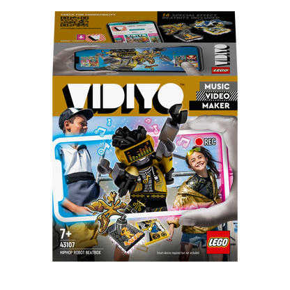 LEGO VIDIYO HipHop Robot BeatBox set 43107, inspiring kids to create music videos with interactive figures and app.
