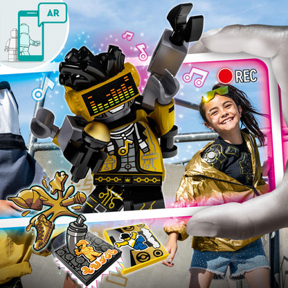 LEGO VIDIYO HipHop Robot BeatBox set with girl and music elements, encouraging creative music video production.