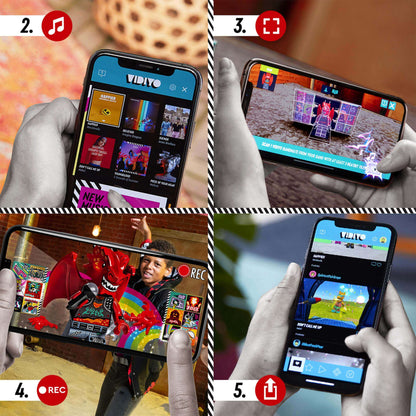 Kids creating music videos with LEGO® VIDIYO app and Metal Dragon BeatBox set, showcasing creative fun and interaction.