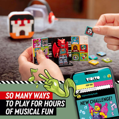 LEGO® VIDIYO Metal Dragon BeatBox set with app, showcasing fun ways to create musical videos and play.