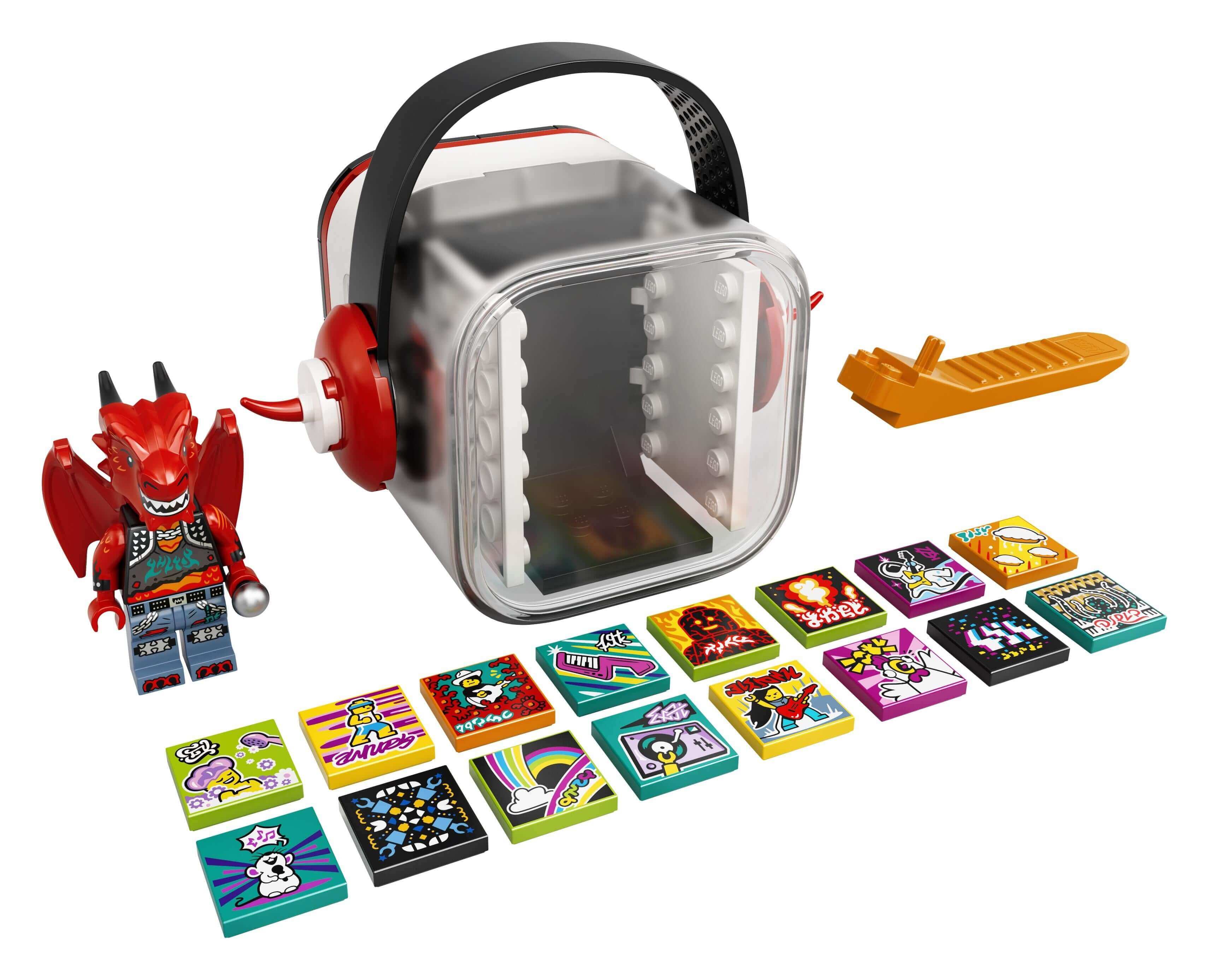 LEGO® VIDIYO Metal Dragon BeatBox set with accessories, music tiles, and dragon character for creative music videos.