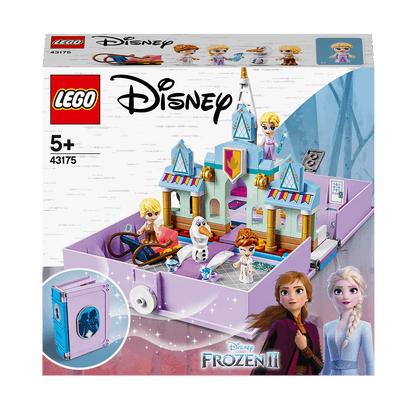 LEGO Disney Frozen II Anna and Elsa’s Storybook set 43175 featuring Arendelle castle, micro-dolls, and Olaf.