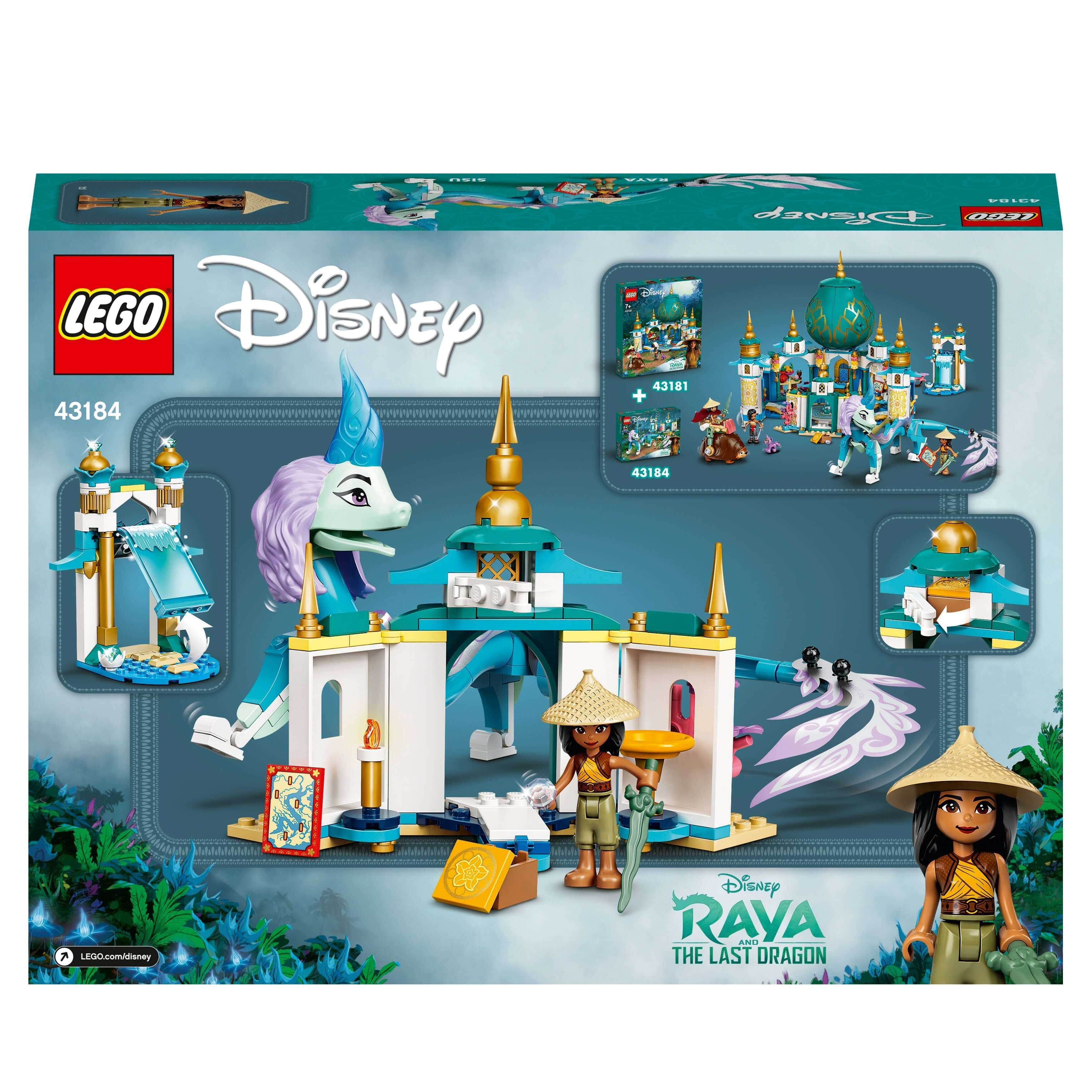 LEGO® Disney Raya and Sisu Dragon Playset 43184 featuring mini-doll and dragon figures for imaginative play.