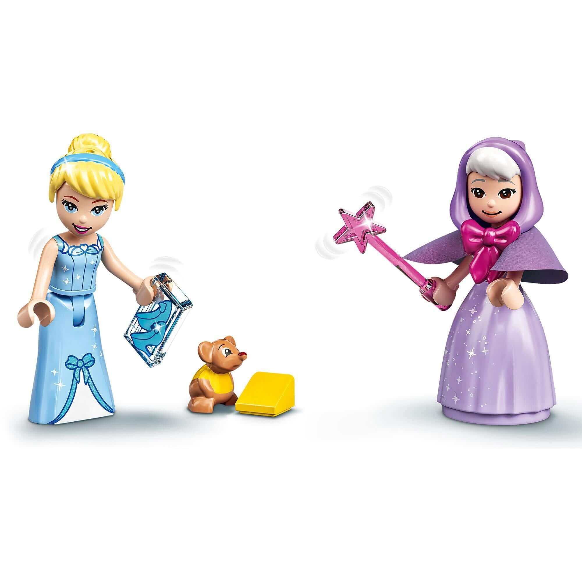 LEGO® Disney Cinderella minidoll figures with a mouse, showcasing a magical playset experience.