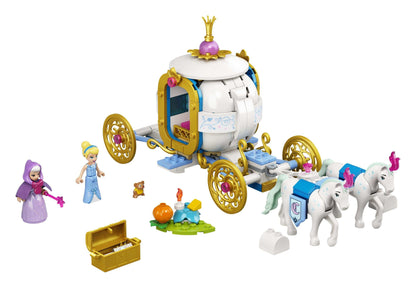 LEGO Disney Cinderella's Royal Carriage set with minidolls, mice, and horses for imaginative play.