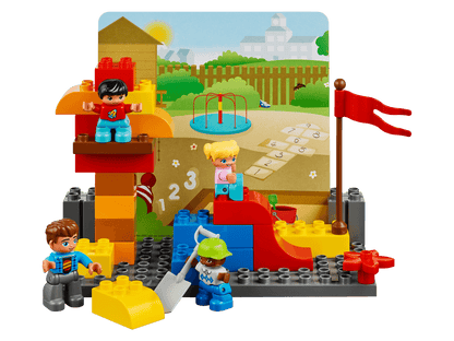 LEGO® Education StoryTales 45005 set featuring kids building stories and engaging in role play.
