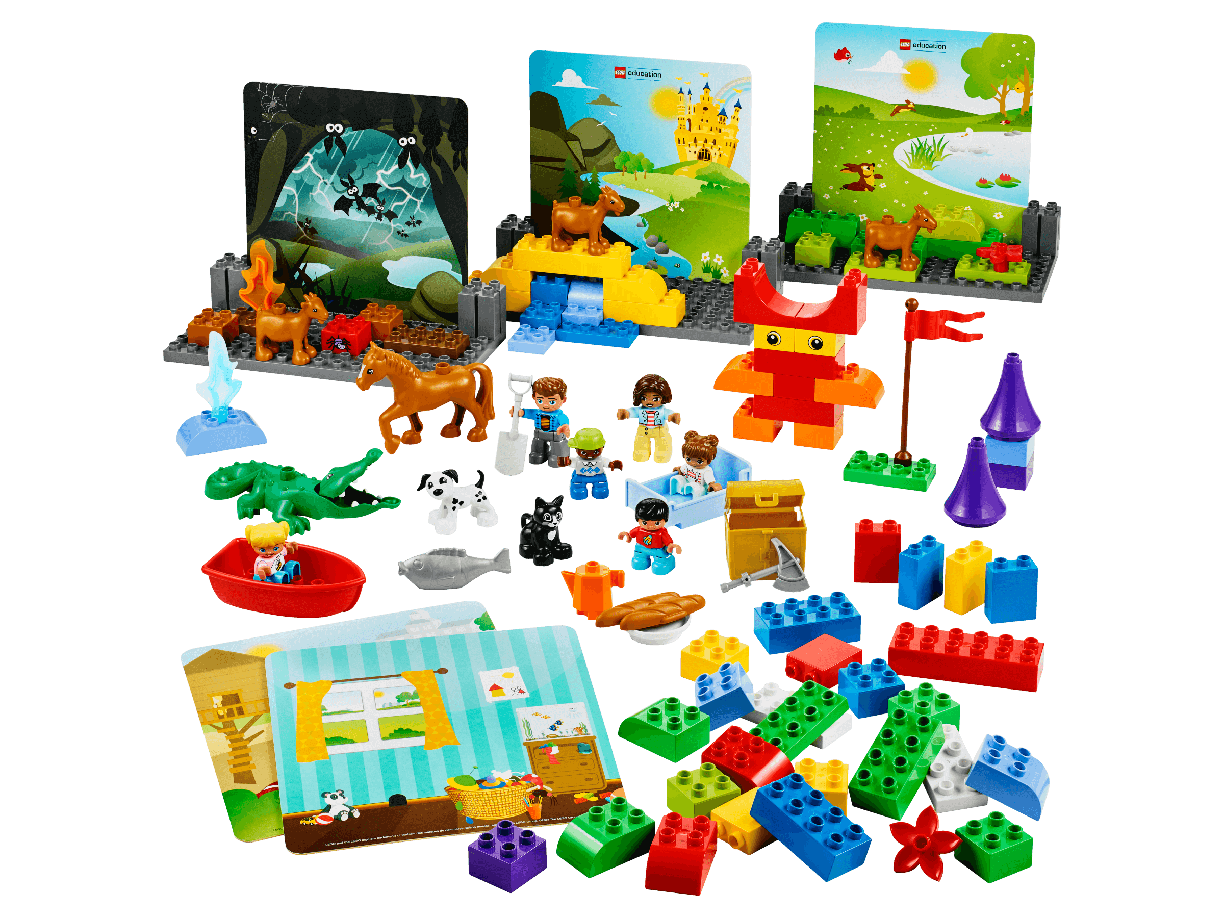 Colorful LEGO® Education StoryTales 45005 set promoting imaginative storytelling and creative play for children.
