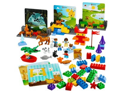 Colorful LEGO® Education StoryTales 45005 set promoting imaginative storytelling and creative play for children.