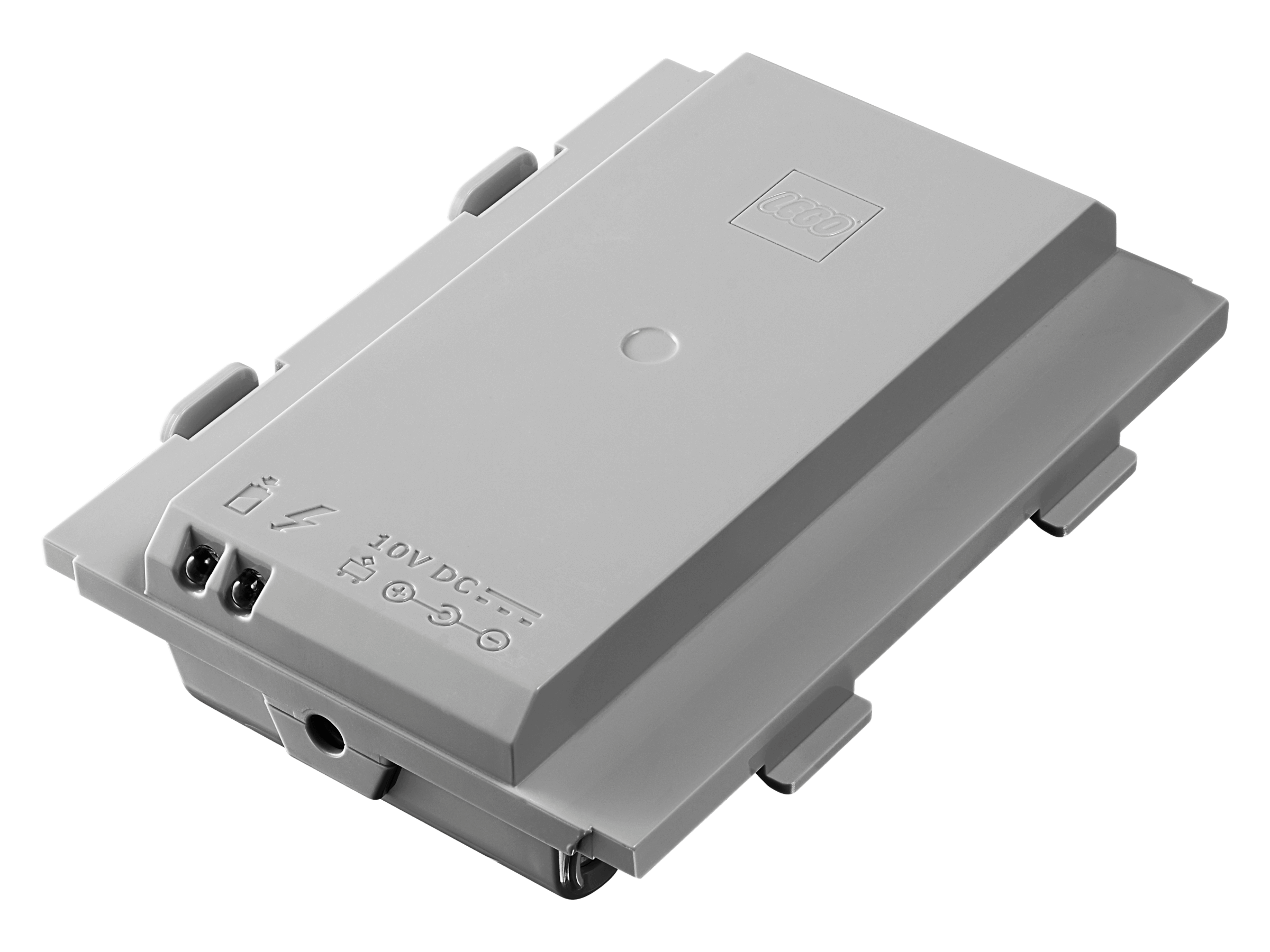 LEGO Education EV3 rechargeable DC battery 45501 with easy connect ports for charging.