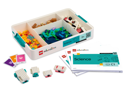 LEGO® Education Science kit for Year 7-9 with activity guides, colorful bricks, and interactive learning tools.