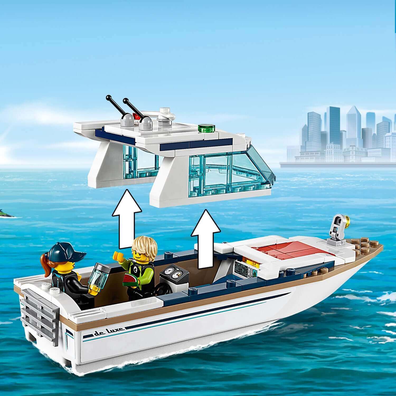 LEGO® City Diving Yacht Set 60221 featuring a boat and divers exploring a marine environment.