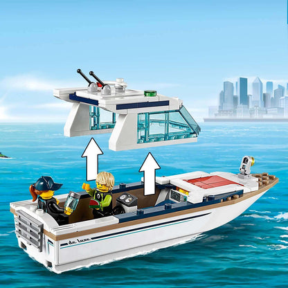 LEGO® City Diving Yacht Set 60221 featuring a boat and divers exploring a marine environment.