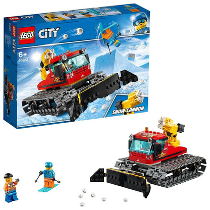 LEGO City Snow Groomer with Plough Toy 60222 set, includes figures and accessories for winter fun.