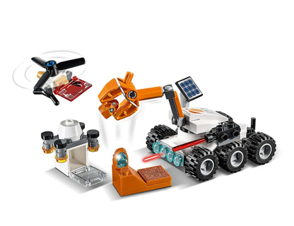 LEGO City Mars Research Shuttle 60226 with rover, drone, and science tools for young astronauts exploring space.