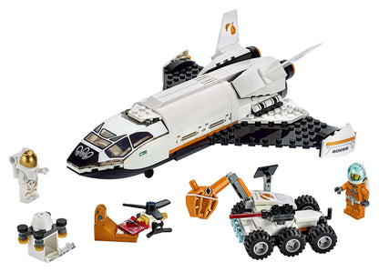 LEGO City Mars Research Shuttle 60226 with astronauts, rover, rocket drone, and helidrone for space adventures.