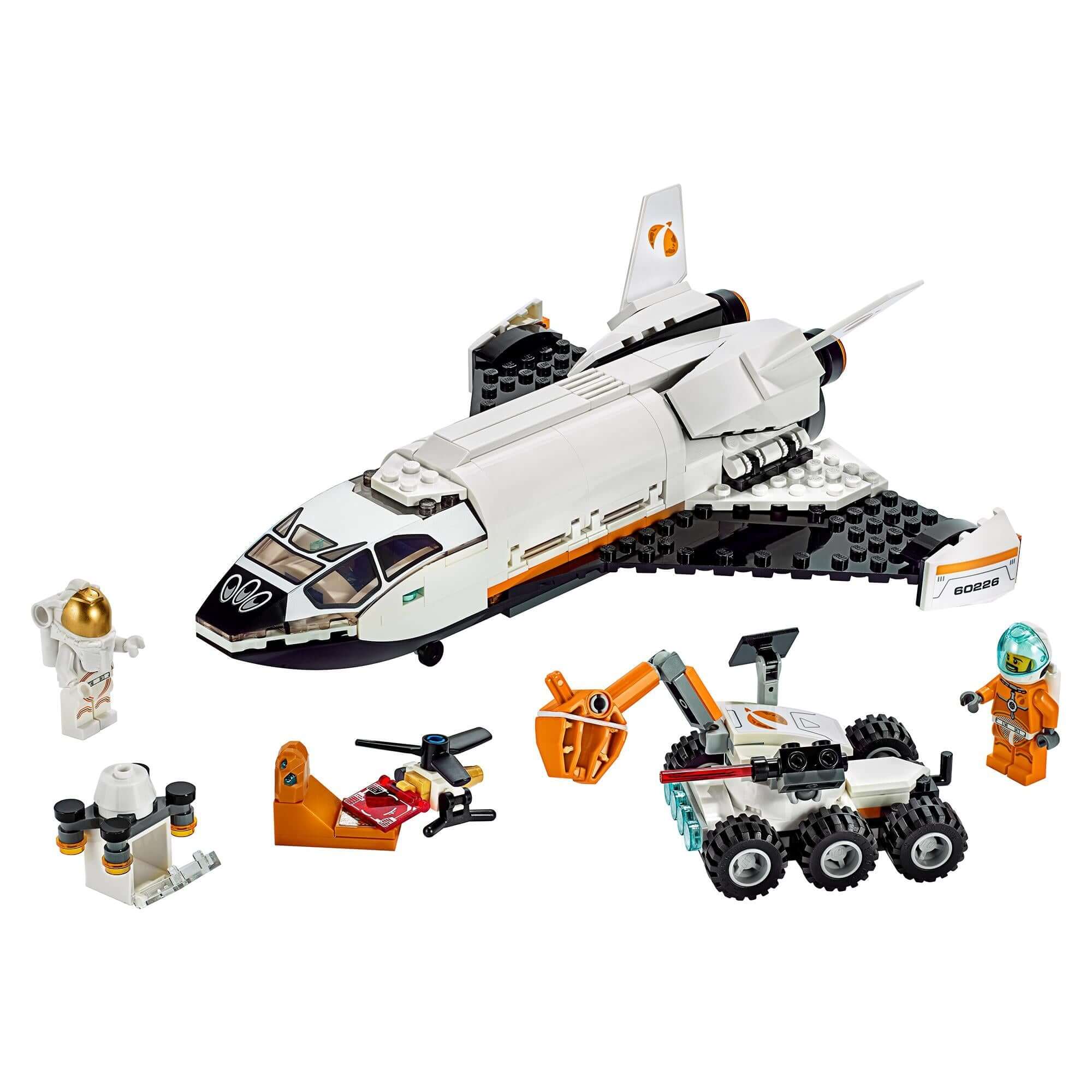 LEGO® City Mars Research Shuttle 60226 with astronauts, rover, drone, and rocket for kids' space adventures.