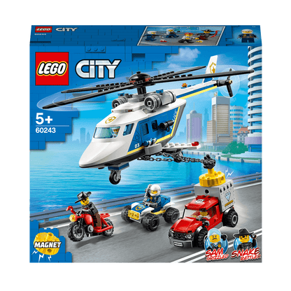 LEGO® City Police Helicopter Chase Set 60243 with toy helicopter and car chase action for kids 5 years and up.