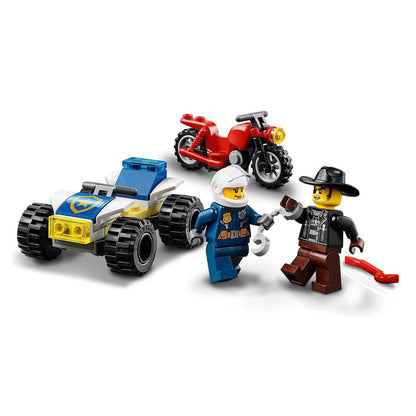 LEGO® City Police Helicopter Chase Set 60243 featuring police minifigure, criminal, truck and motorcycle toys.