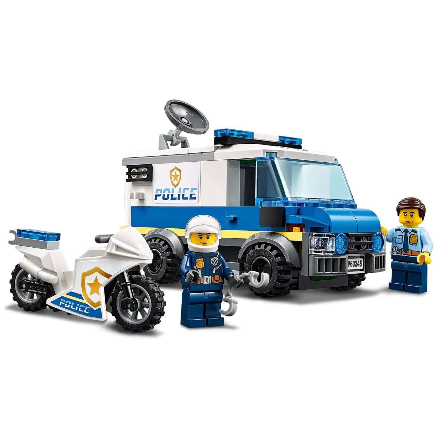 LEGO® City Police set featuring a police truck, motorbike, and two police officer minifigures for imaginative play.
