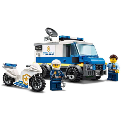 LEGO® City Police set featuring a police truck, motorbike, and two police officer minifigures for imaginative play.