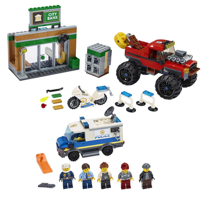 LEGO City Police Monster Truck Heist set 60245 with bank, truck, and characters for creative play.