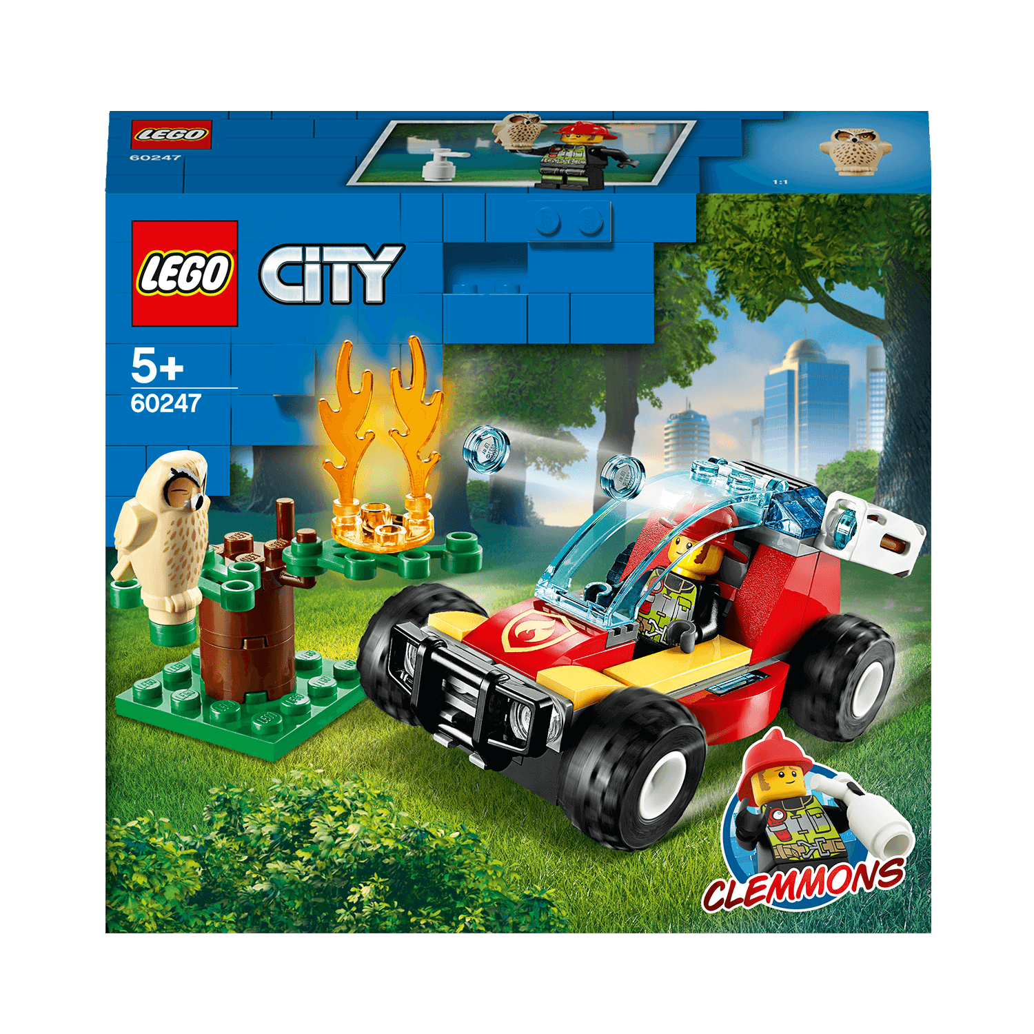 LEGO® City Forest Fire Buggy Toy 60247 set featuring firefighter, fire scene, and action-packed building fun.