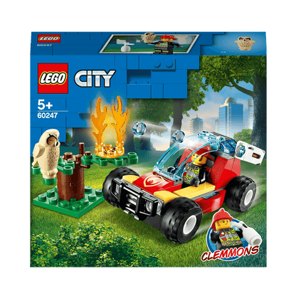 LEGO® City Forest Fire Buggy Toy 60247 set featuring firefighter, fire scene, and action-packed building fun.