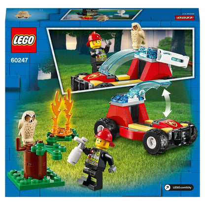 LEGO® City Forest Fire Buggy Toy 60247 featuring firefighter, forest elements and water cannon for action play.