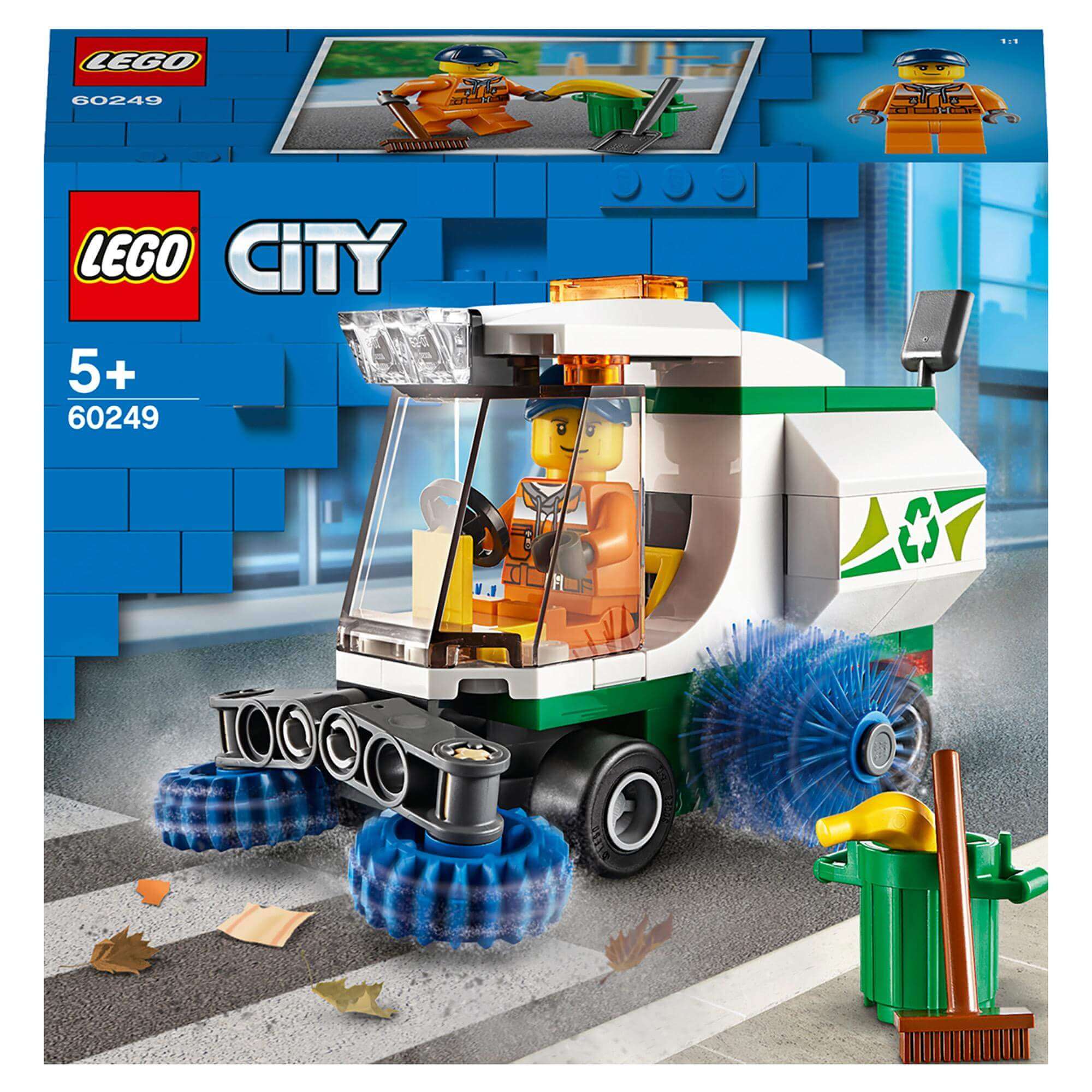 LEGO® City Great Vehicles Street Sweeper Toy 60249 with spinning brushes and driver minifigure for ages 5+