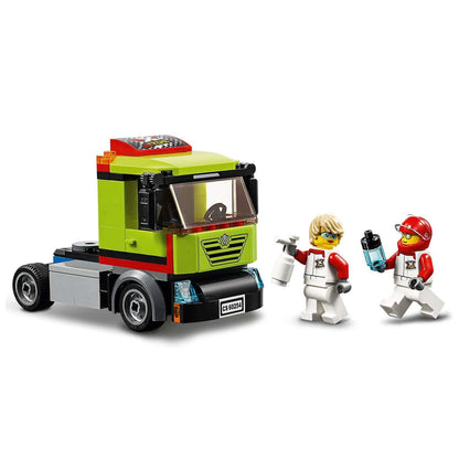 LEGO City Great Vehicles Race Boat Transporter set with truck and racing driver minifigures for young builders.