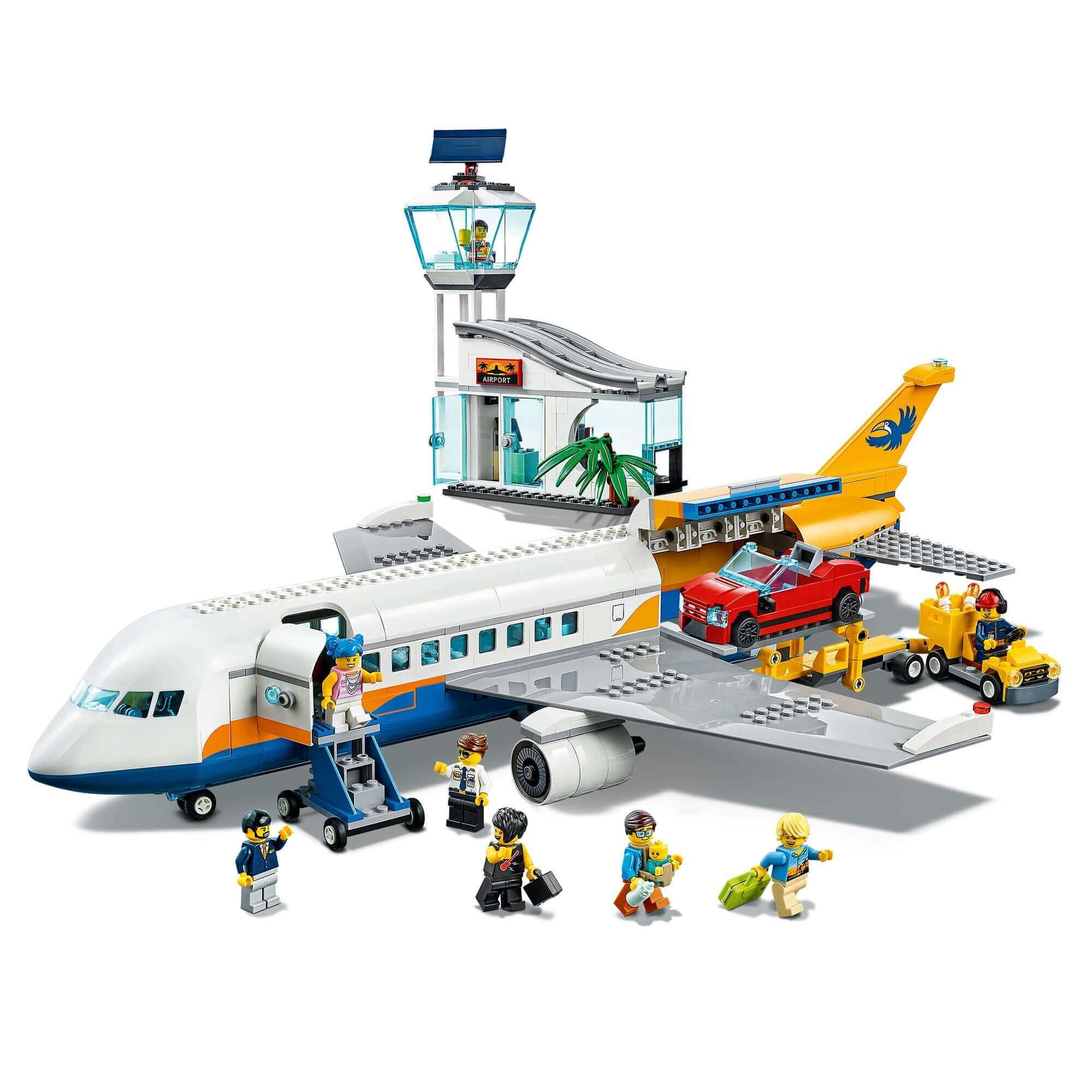 LEGO City Airport Passenger Airplane toy 60262 with airplane, car, and mini-figures for imaginative play.