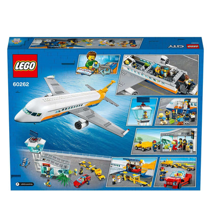 LEGO City Airport Passenger Airplane Toy 60262 with vacationers, red car, and airport scenes for imaginative play.
