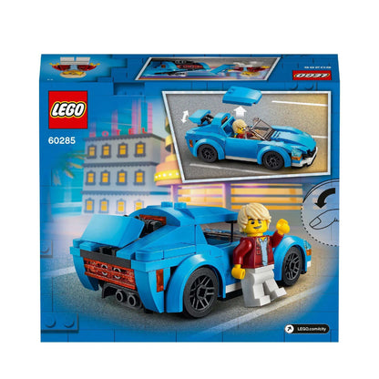 LEGO City Sports Car Toy 60285 with removable roof and minifigure driver, perfect for kids who love cool cars.