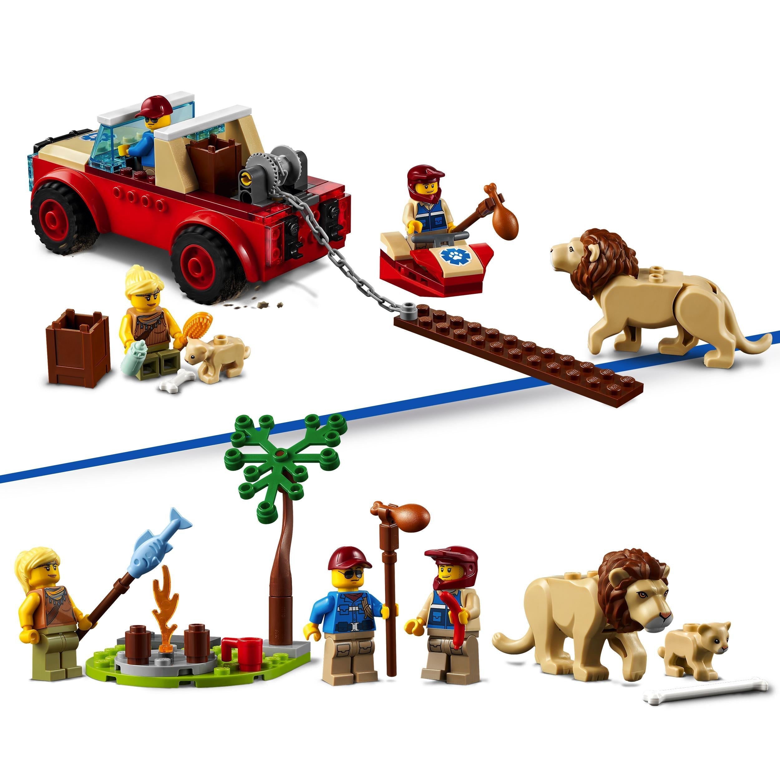 LEGO® City Wildlife Rescue Off Roader Car Toy 60301 with animals, characters, and jungle scene for kids' adventures.