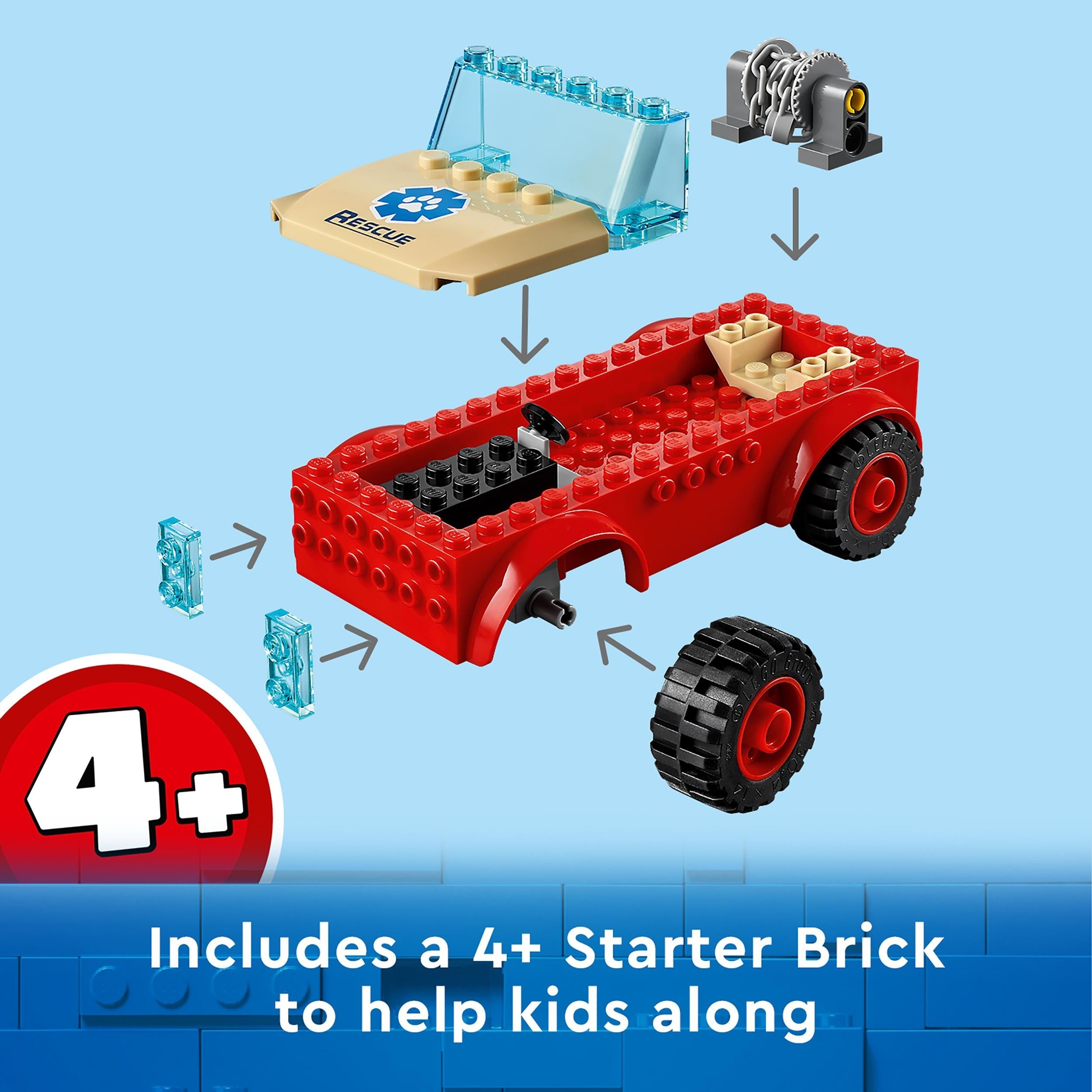 LEGO City Wildlife Rescue Off Roader Car Toy 60301 includes 4+ Starter Brick for easy building fun for kids.